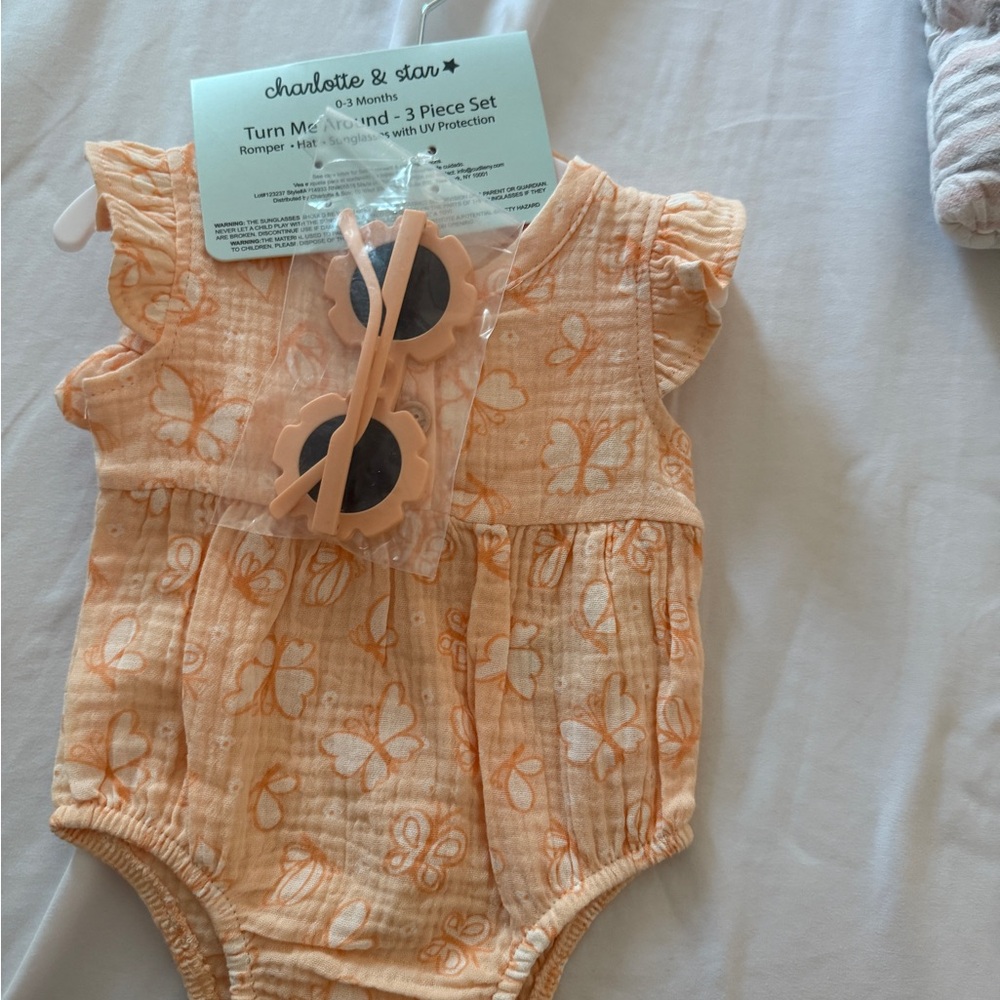 Orange Butterfly Kids One Piece